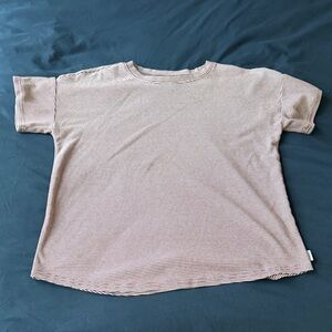 Eddie Bauer Maroon and White Striped Short Sleeve Tee